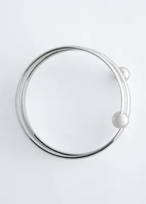 Bracelet manchette orné de sphères - Argenté — photo 2