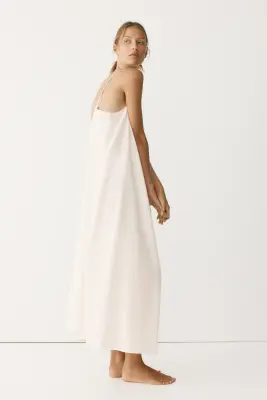 Robe sans fermeture en lin mélangé - Crème — photo 3