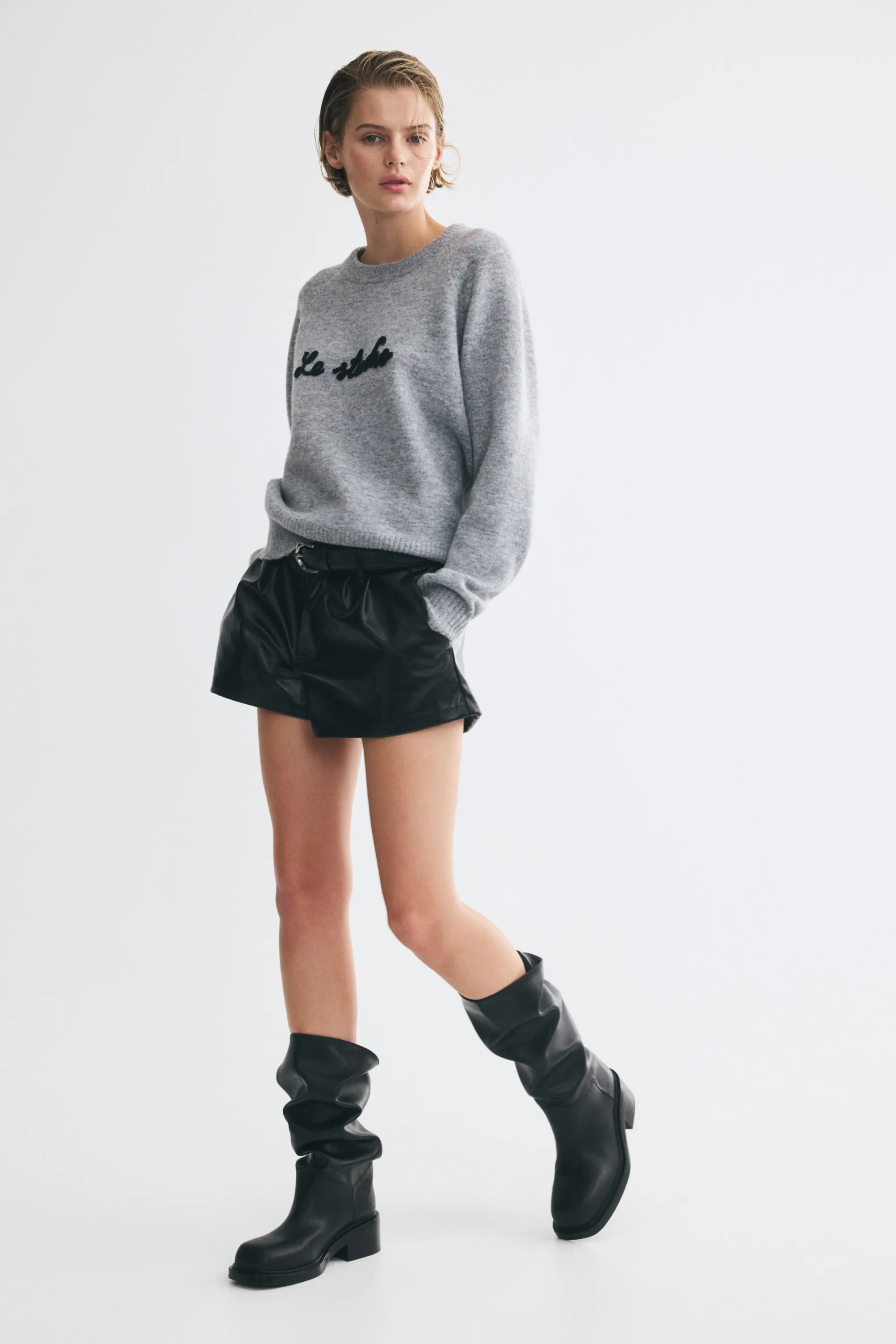 Pull avec application - Gris clair chiné/Le Studio