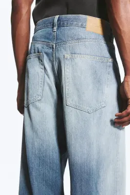 Jean baggy ample taille mi-haute unisexe Astro - Saddle Blue - Bleu moyen — photo 4