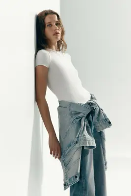 T-shirt ajusté en microfibre - Gris clair — photo 2