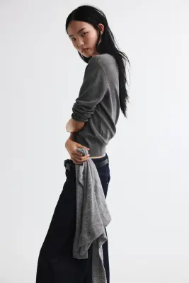 Gilet en maille fine - Gris foncé chiné — photo 3