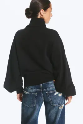 Veste boutonnée en jersey - Noir — photo 3