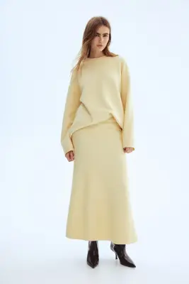 Jupe évasée en maille - Jaune clair — photo 1
