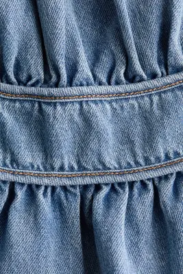 Top en denim avec bretelles à nouer - Bleu denim clair — photo 4