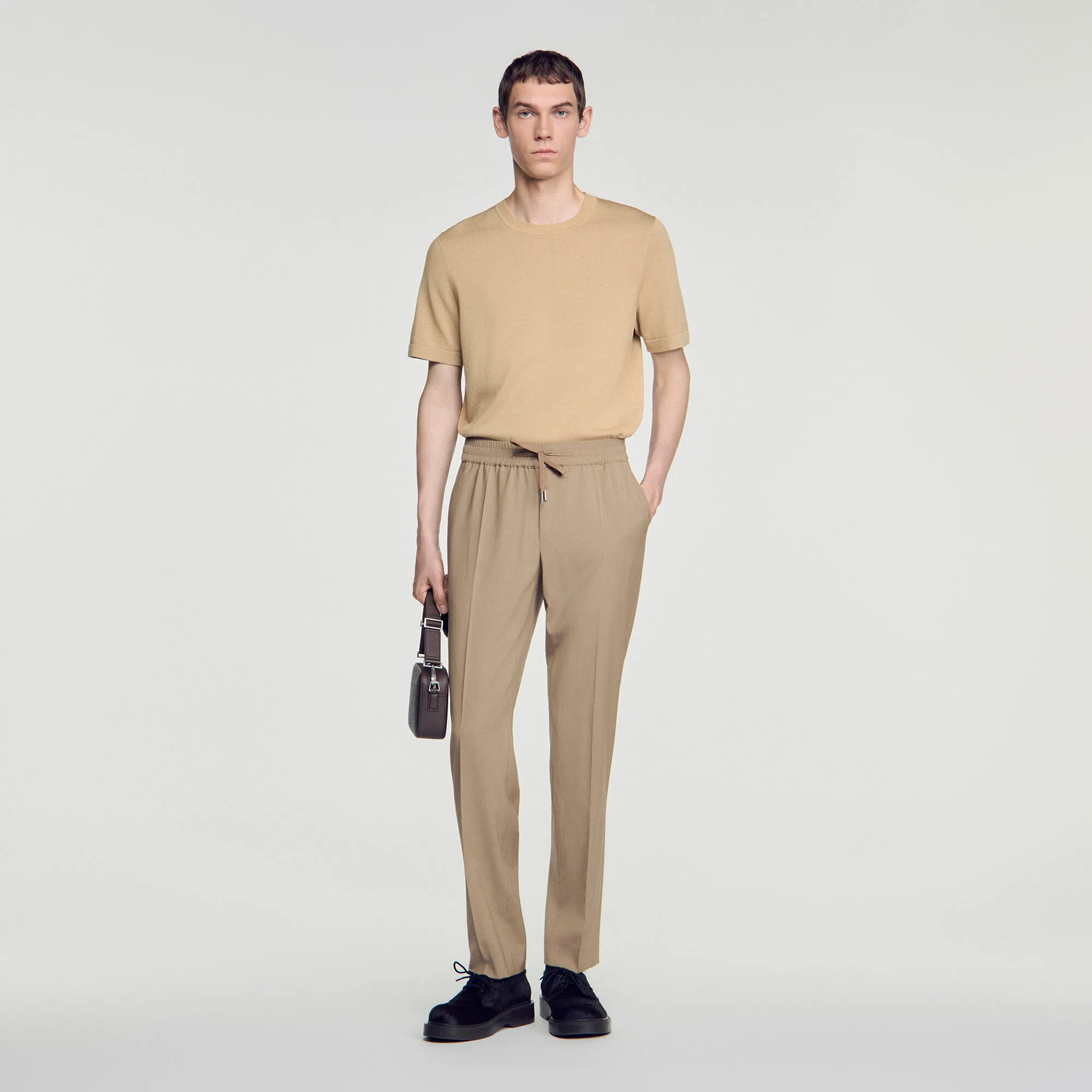 Pantalon en laine élastiqué