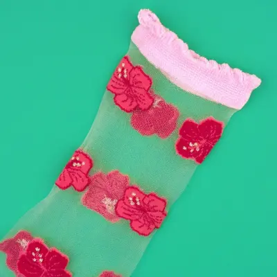 Chaussettes transparentes Hibiscus Coucou Suzette — photo 5