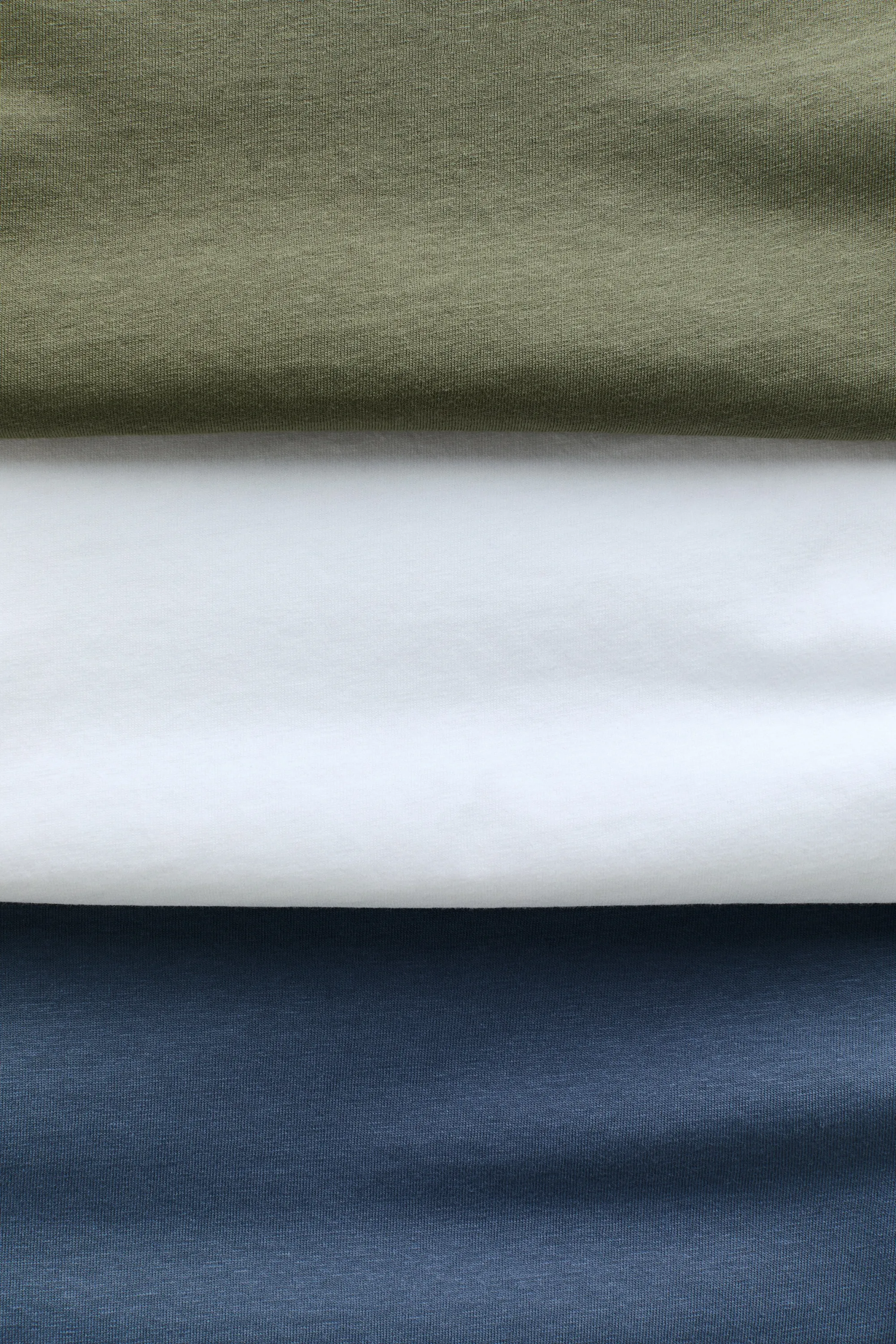 Lot de 3 T-shirts en coton - Bleu/blanc/vert kaki