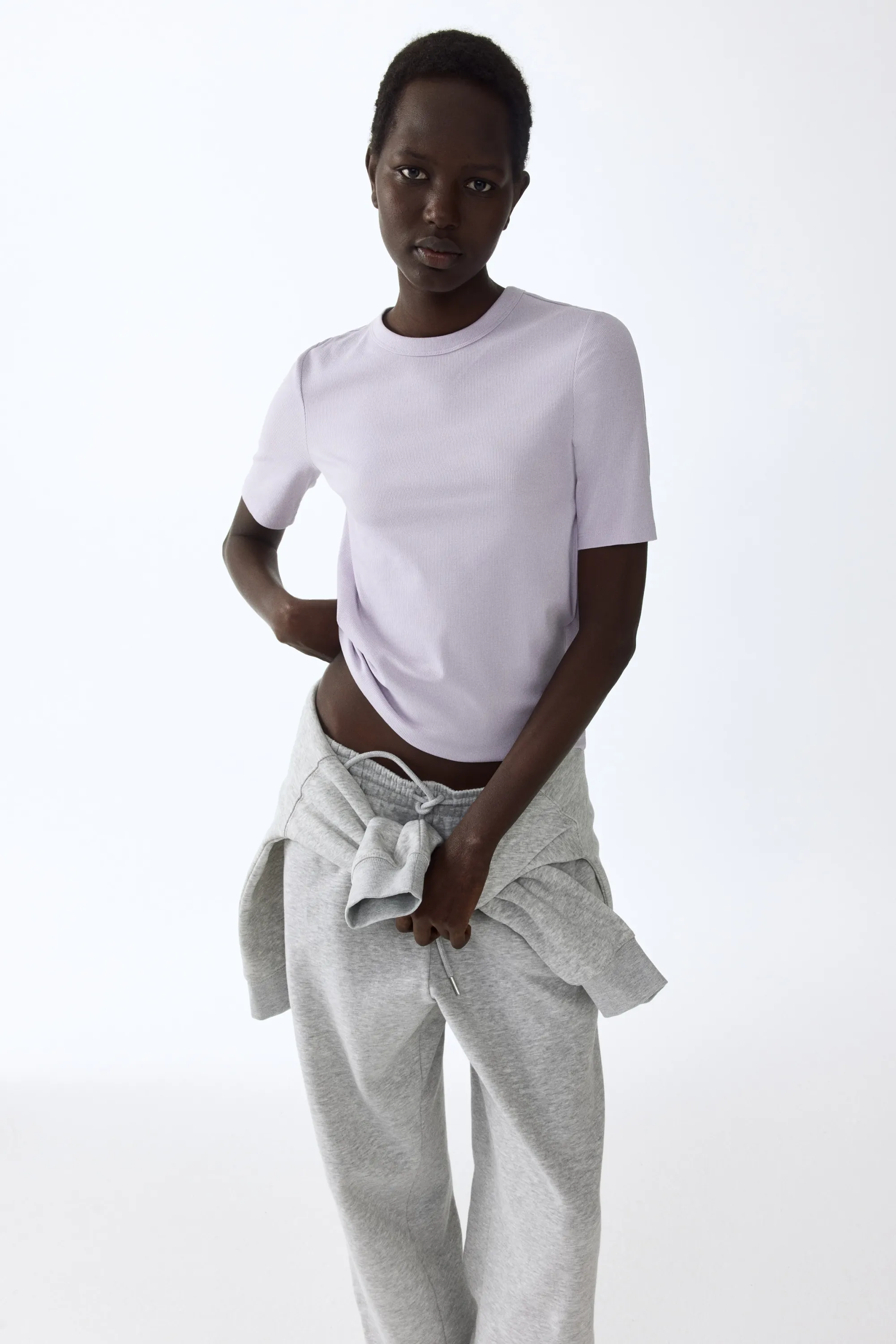 T-shirt côtelé - Lilas