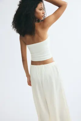 Pantalon ballon avec dentelle - Crème — photo 2