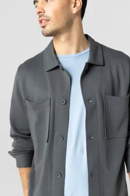 Veste Gris Foncé Col Veste Manches Longues en Lyocel, Tencel / Coton Organique — photo 5