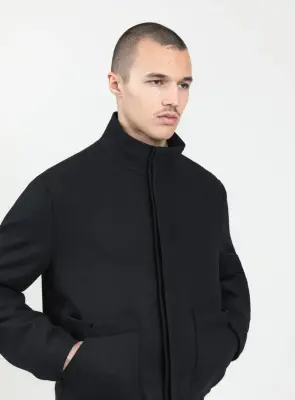 Safari Jacket in Navy Blue Wool & Cashmere — photo 4