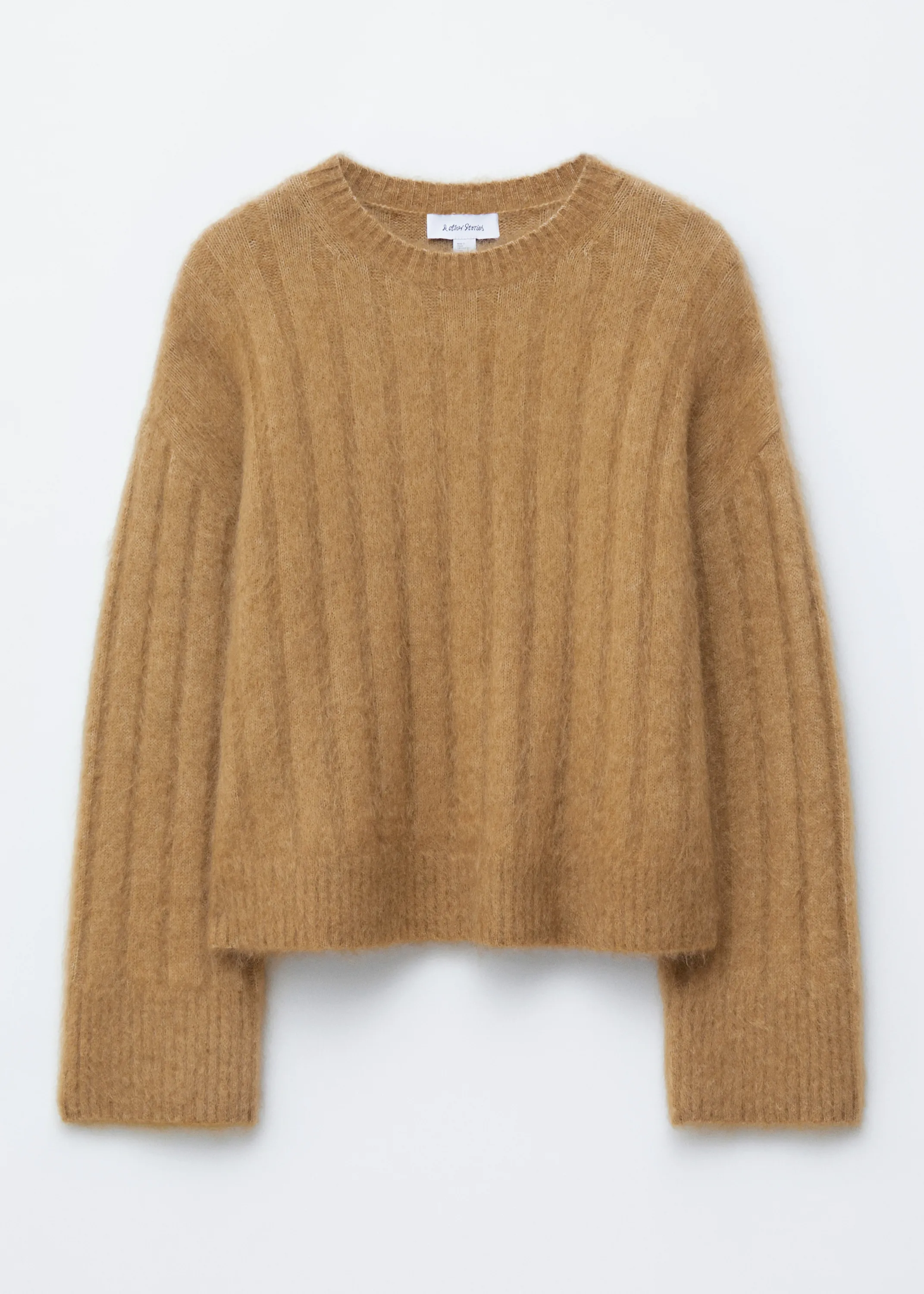 Pull côtelé en mohair mélangé - Beige foncé