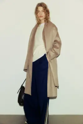 Manteau fait main en laine mélangée - Beige — photo 2