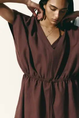 Robe caftan de plage - Marron foncé — photo 2