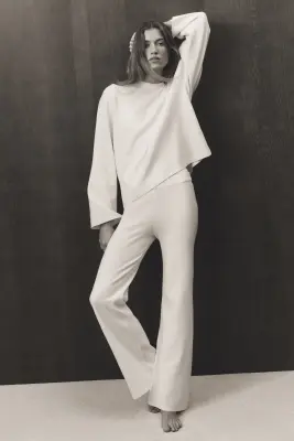 Pantalon en maille fine - Crème — photo 2