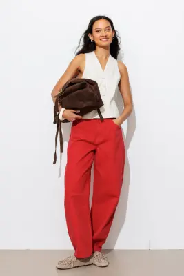 Pantalon barrel en toile Femme — photo 4