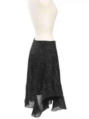 Jupe taille haute patineuse en soie noir imprimé marron Prix boutique 1200€ Taille 34 — photo 4