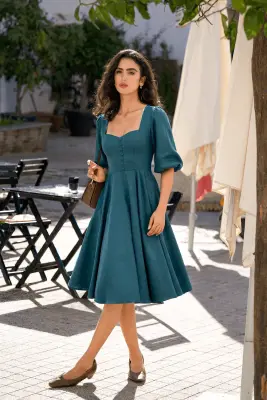 Bardetta Linen Dress - Sea blue — photo 1
