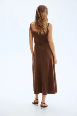 Robe midi sans manches - Marron — photo 2