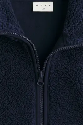 Veste de sport chaude en tissu Teddy bear - Bleu foncé — photo 5