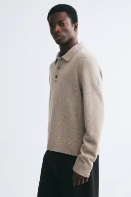 Polo Regular Fit en maille - Beige — photo 4