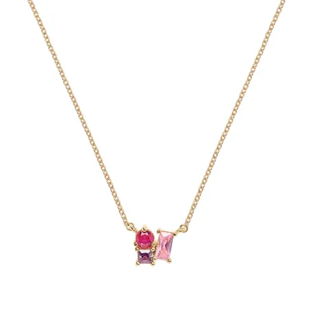 Collier Plaqué or - Oxyde de Zirconium violet rose fuschia Go Mademoiselle 604112