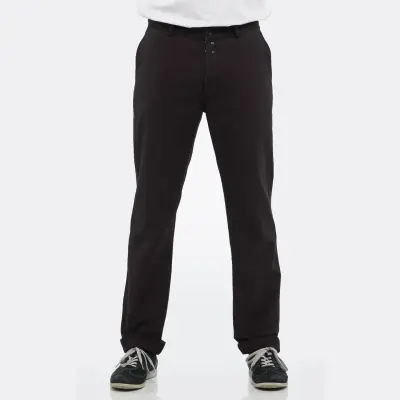 Pantalon à pinces en croisé coton bio 1G/264 - Noir — photo 2