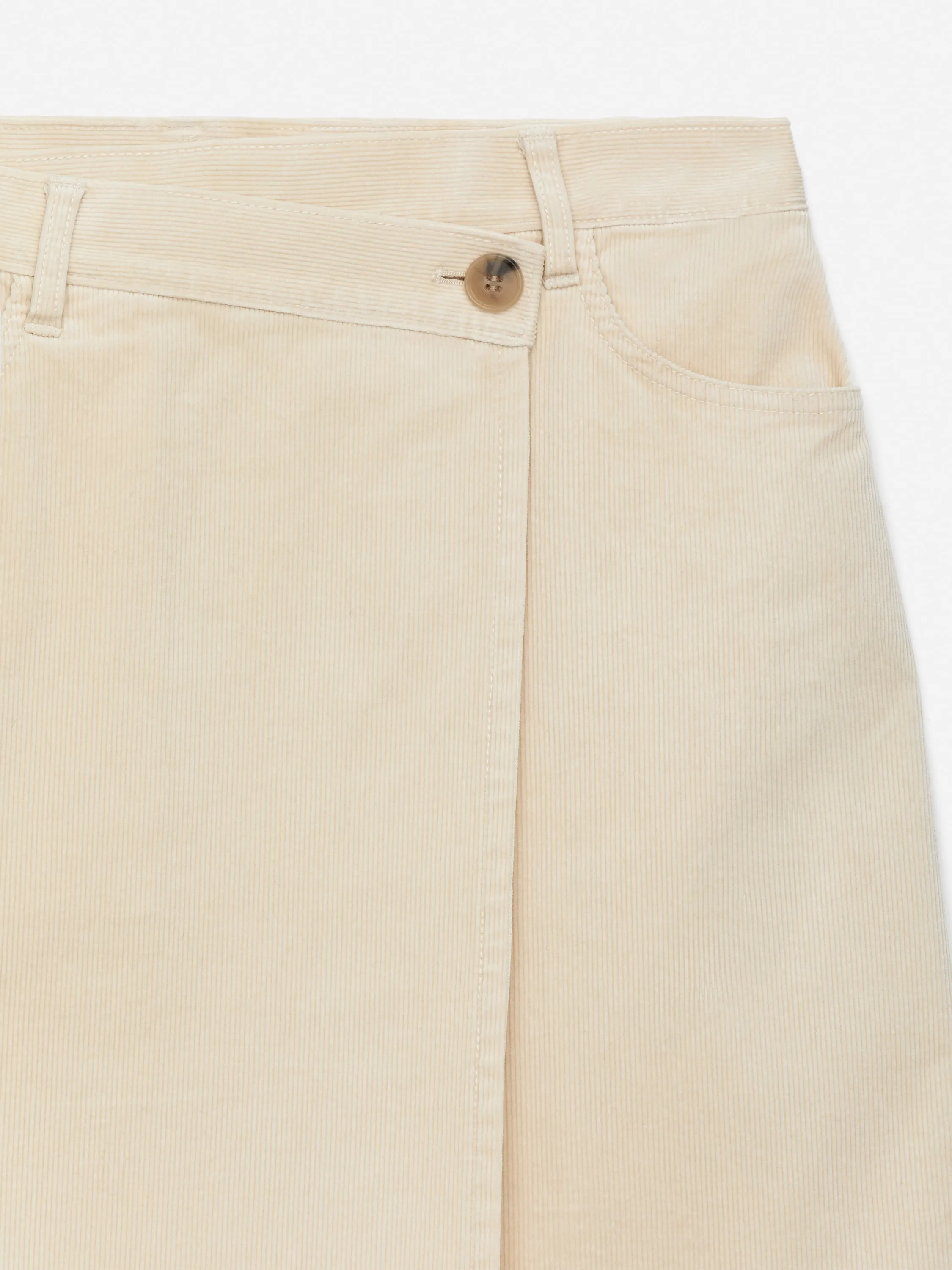 Jupe croisée en velours côtelé - Beige clair