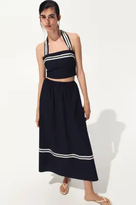 Crop top dos nu - Bleu marine — photo 1