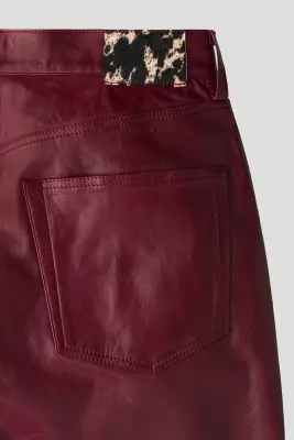 Pantalon Regular Fit en cuir - Rouge foncé — photo 4