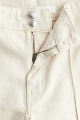 Wide High Ankle Jeans - Crème — photo 2