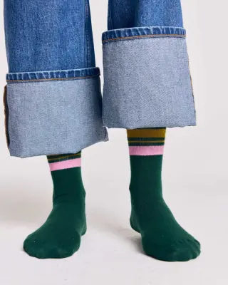 Chaussettes Haka vert et rose — photo 2