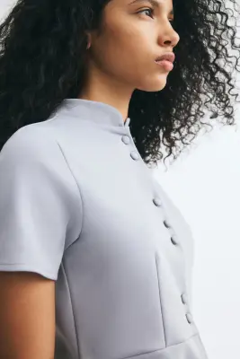 Top péplum à boutons - Gris ancien — photo 2