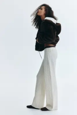 Pantalon en maille torsadée - Crème — photo 4