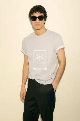 T-shirt Cooling Regular Fit - Gris clair chiné — photo 5