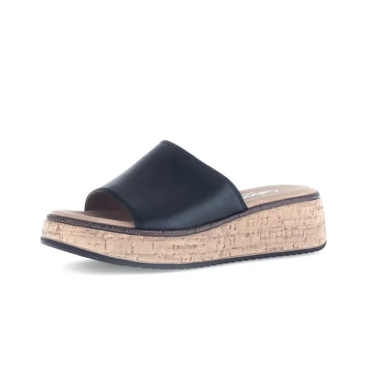 Claquettes Gabor 62.820.57 Noires - Cuir Semelle Liège Grande Pointure Femme