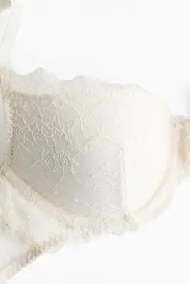 Soutien-gorge push-up en dentelle - Crème — photo 4