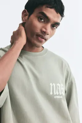 T-shirt Oversized Fit - Vert olive ancien/Nas — photo 2