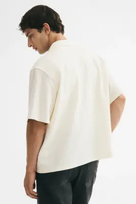 Chemise Relaxed Fit avec col cubain - Crème — photo 3
