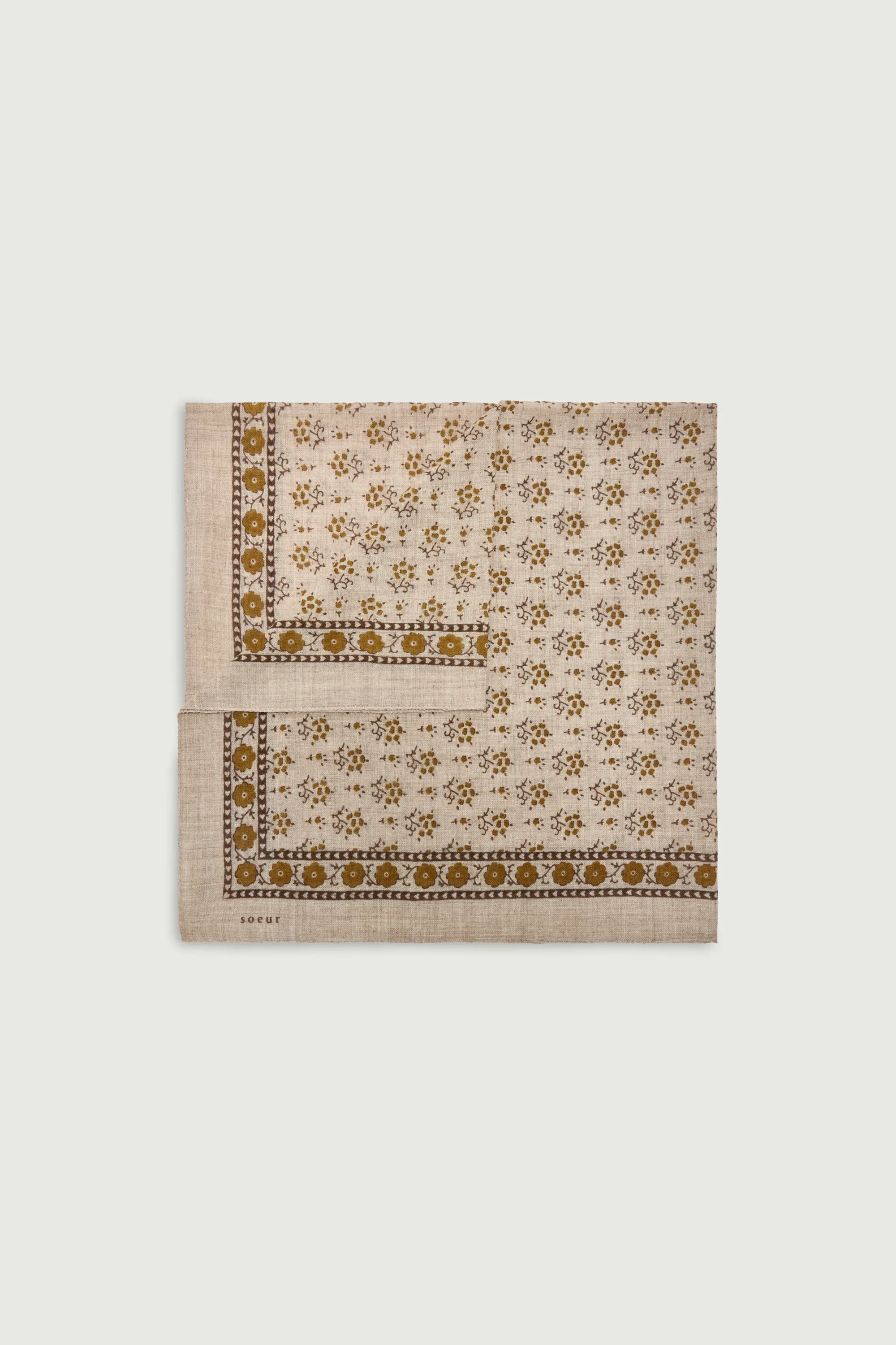 FOULARD CLASSIQUE EN LAINE BEIGE/KAKI
