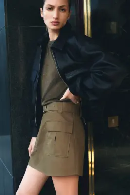 Jupe utility wear avec ceinture - Vert kaki — photo 2