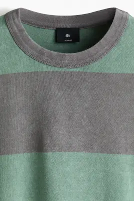 T-shirt boxy Oversized Fit en coton - Gris/rayé — photo 5