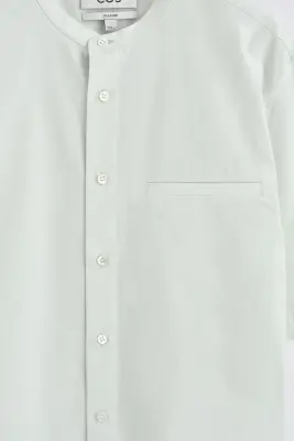 CHEMISE À MANCHES COURTES ET COL OFFICIER - VERT CLAIR — photo 5