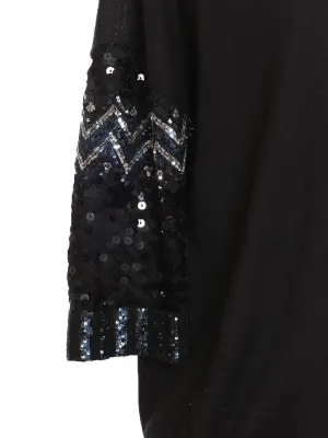 Pull col V en soie et cachemire bleu marine brodé de perles Prix boutique 2300€ Taille 36 — photo 2