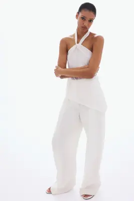 Top dos nu à effet drapé - Blanc — photo 2