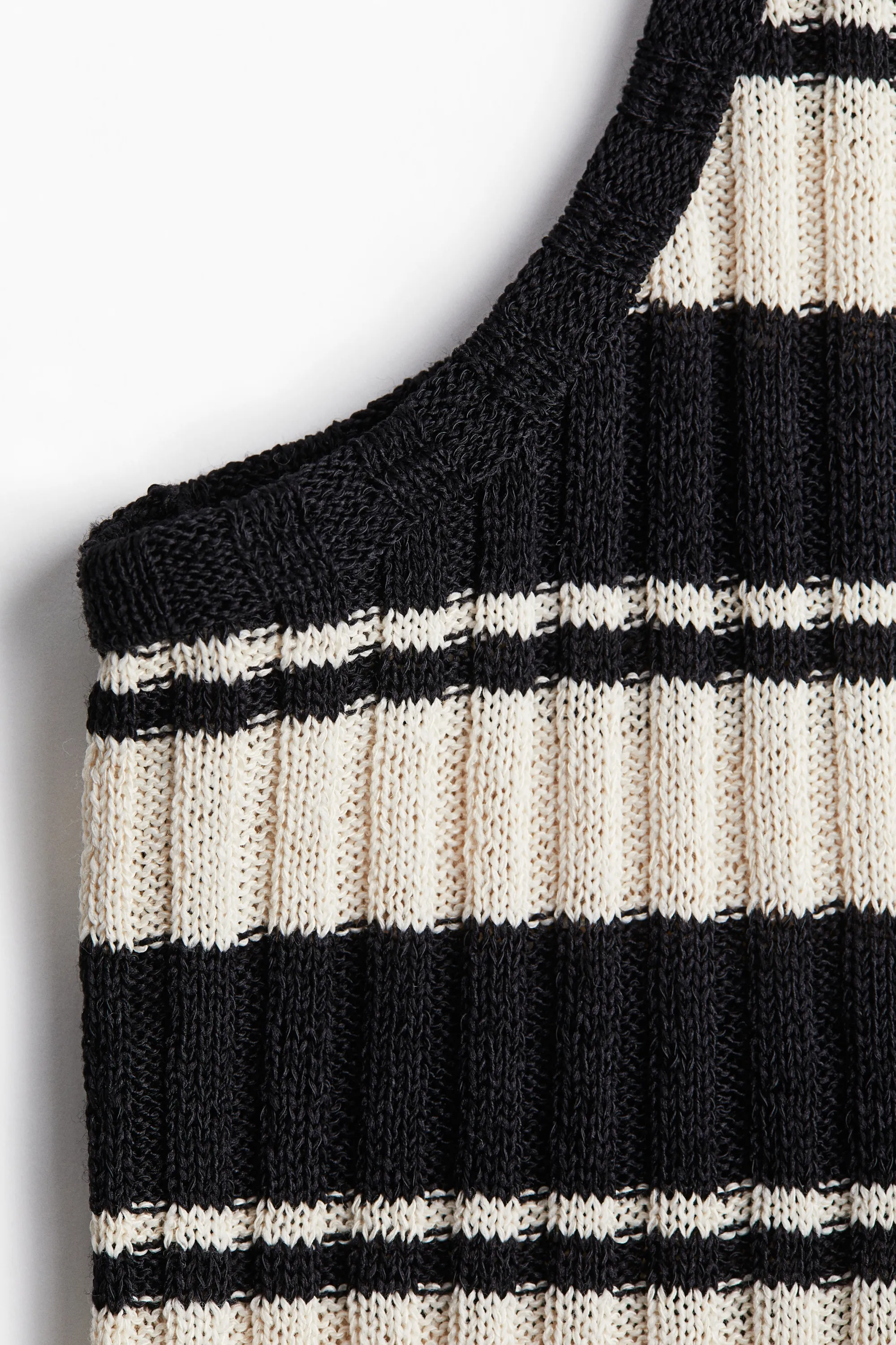 Robe en maille côtelée - Noir/rayé