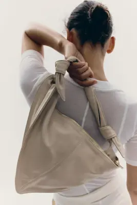 Sac porté épaule façon foulard - Beige clair — photo 2