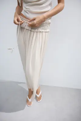 Jupe maxi à glands - Beige clair — photo 1