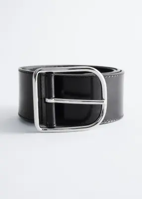 Ceinture en cuir classique - Noir — photo 3